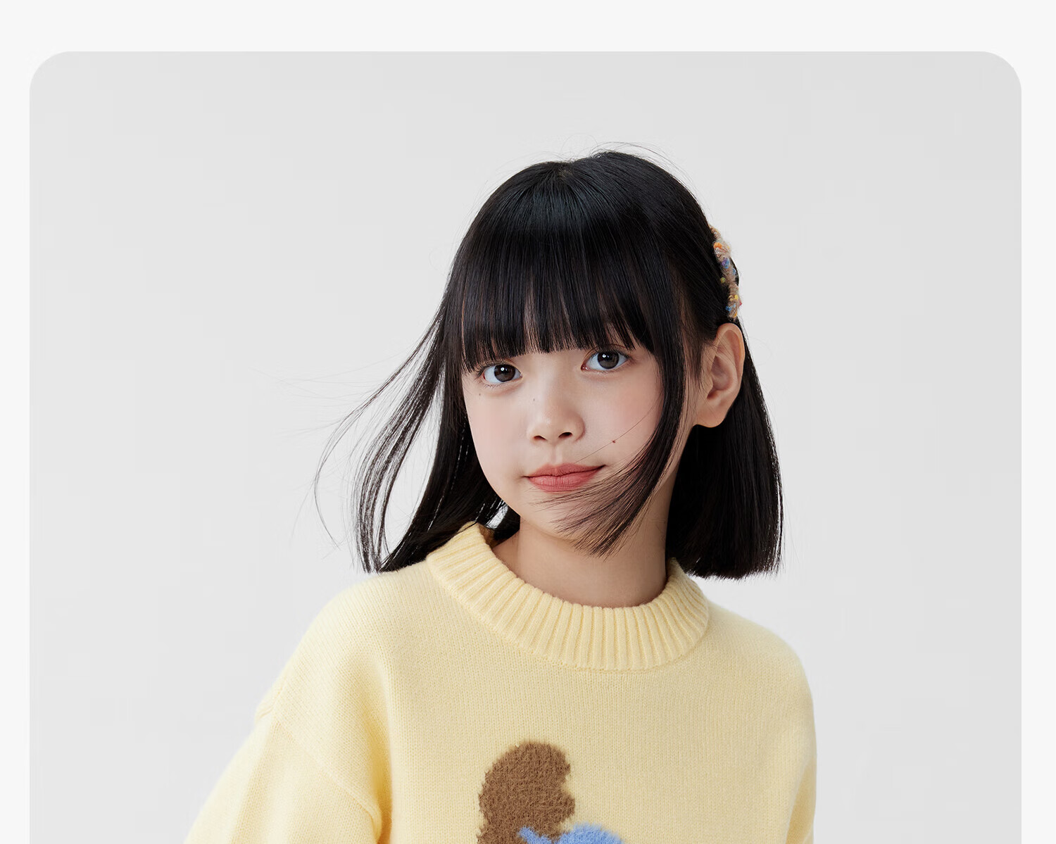 Zuo Xi Girls' Sweater Autumn Winter 2025 New Plush Inner Wear Cute Pet Children's Knitwear Trendy Light Yellow 160 10